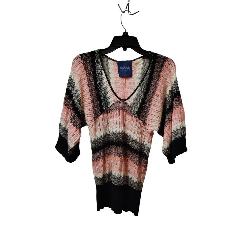 Absolutely‎ Small Pink 3/4 Sleeve V-Neck Blouse